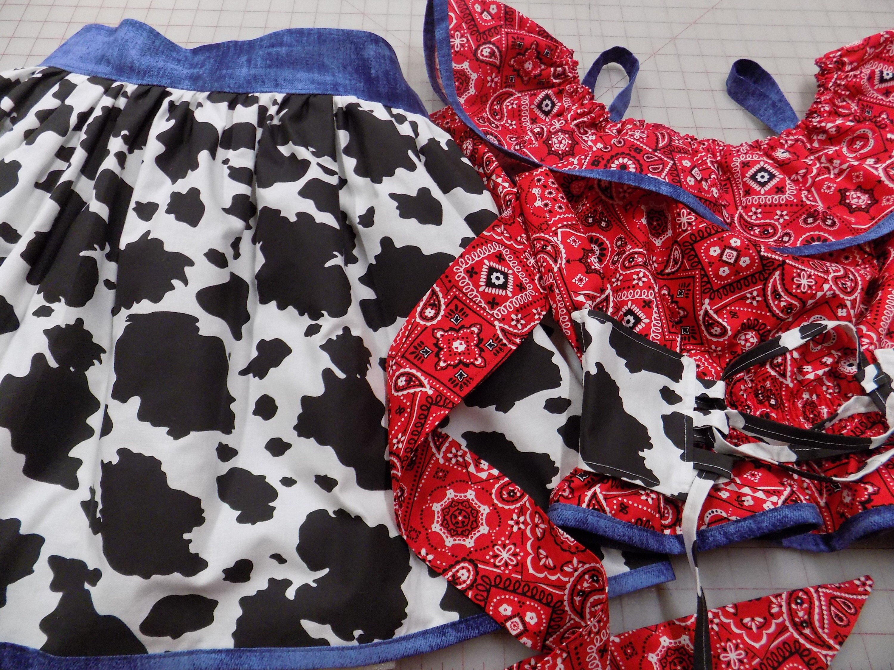 Western Wear Denim Cow Outfit Cowgirl Pageant, Cow Dress, Ruffle Top ...