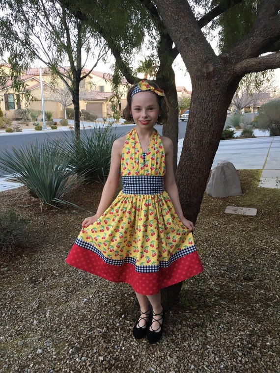 Girl 50s Dress, 50s Outfit, Cherries, Daddy Daughter Dance, Retro