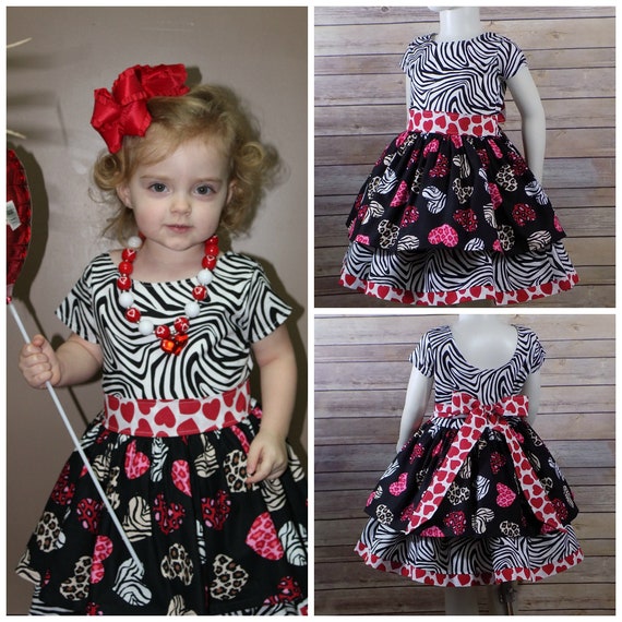 Girl Valentine Dress Girls Heart Dress Party Fancy Clothing Boutique Sleeves Pink Black Red Toddler Tween Big Girls Pictures Etsy Canada