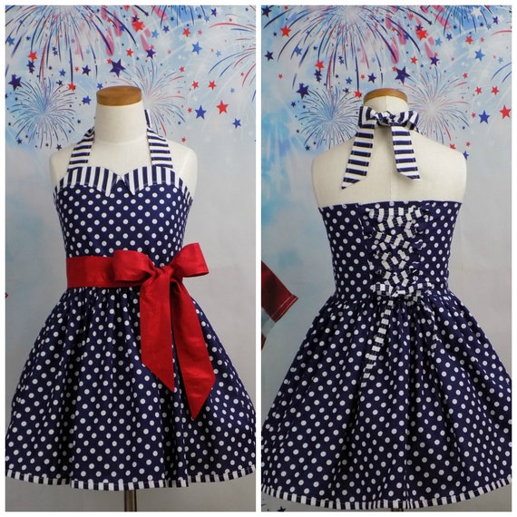 50s Dress, 50s Outfit, Red, Pageant Wear, Patriotic, OOC, Polka