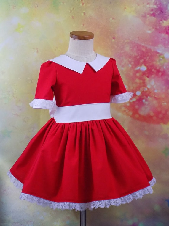Vestido rojo de niña con cuello blanco disfraz de Halloween - Etsy España Vestido rojo de niña con cuello blanco disfraz de Halloween - Etsy España