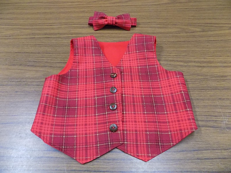 Red, Plaid, Christmas Vest, Bow Tie, Boys, Matching Outfit, Brother Sister Set, Clothes, Sibling Set, Girl Dress, Toddler, Tween, Made Match 13/14 Vest US kids' numeric