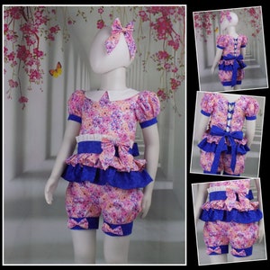 Casual Wear Outfit, Pageant Outfit, Toddler Casual Wear, OOC, Top, Shorts, Bows, Sleeves, Corset Back, Pink Wear, Easter, Spring, Girls,