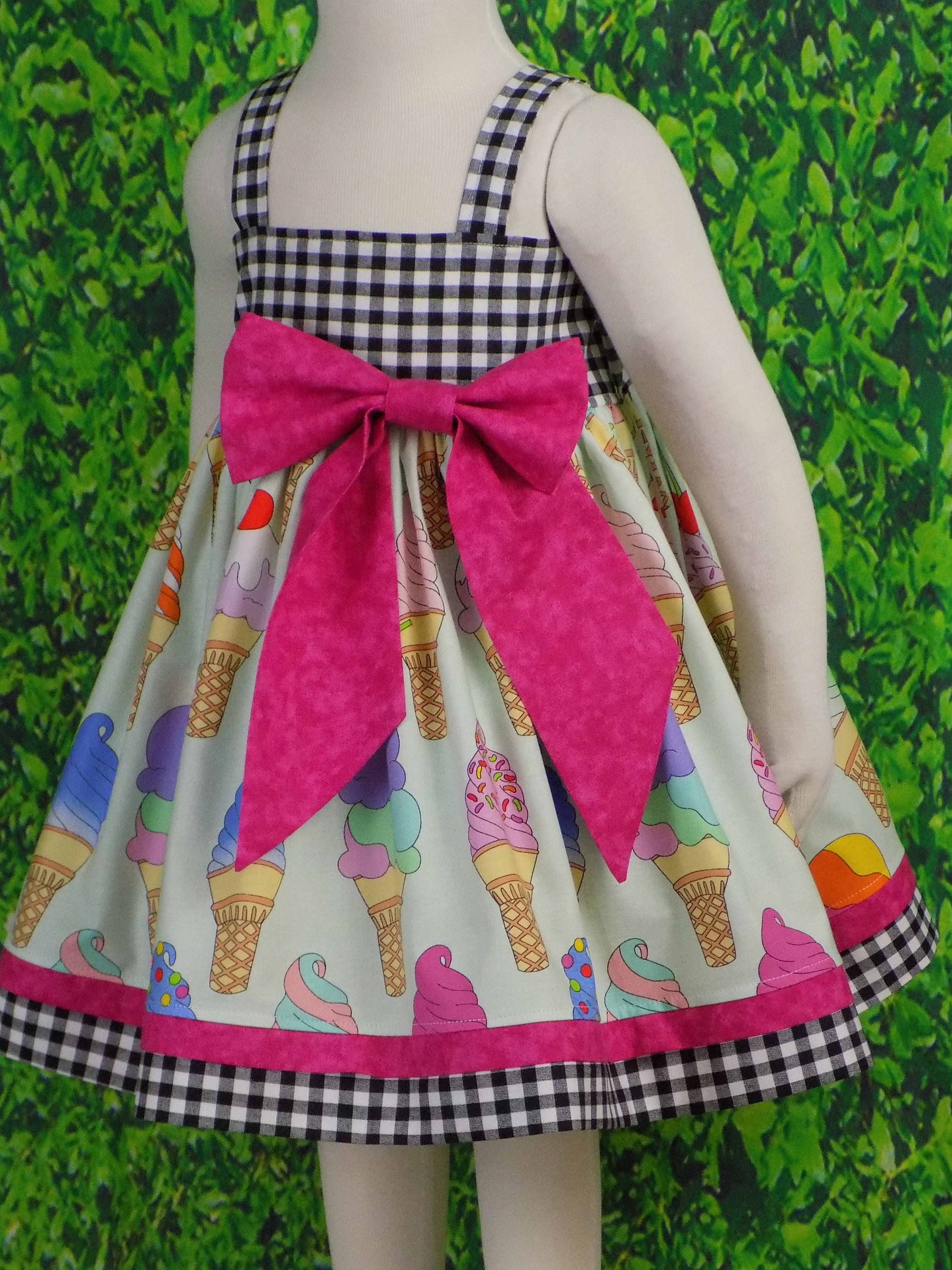 ice cream party dress Girls Ice Cream Dress, Birthday, Party, Summer Dress, Bow, Soft Serve, Cone, Sprinkle, Popsicle, Sundae, Gingham, Baby, Toddler, Tween, Teen