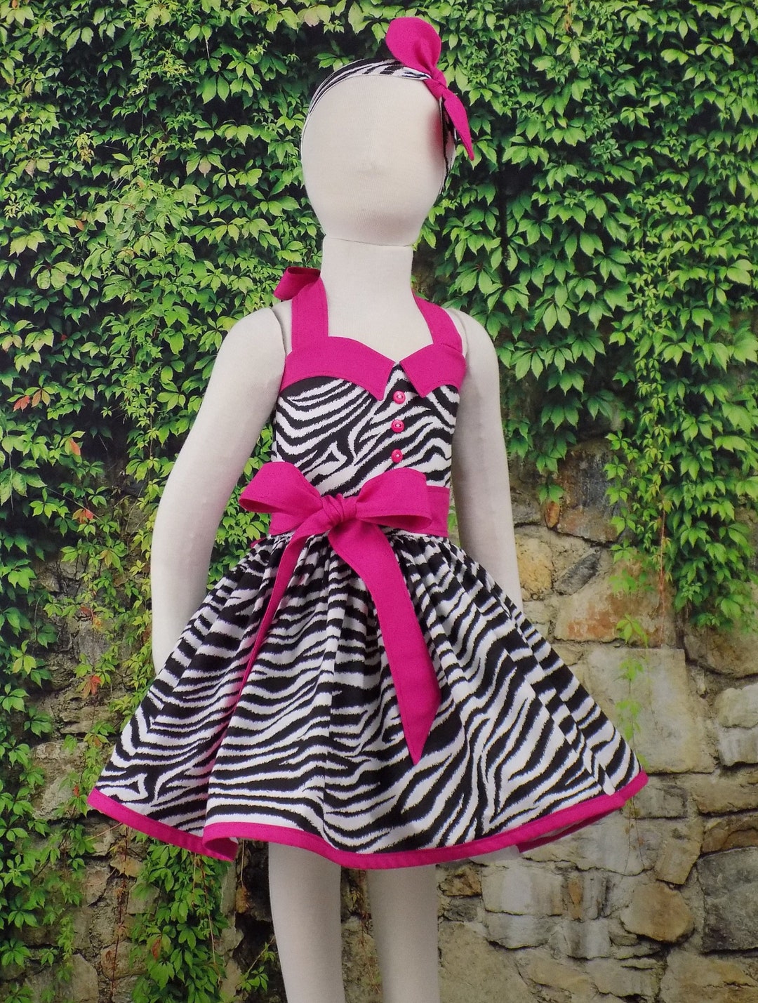 Zebra Jungle Wear Wild Pageant Wear, 50's Dress, Outfit of Choice, OOC, Animal Print, Skin, Halter, Corset Back, Retro, Vintage, Rockabilly