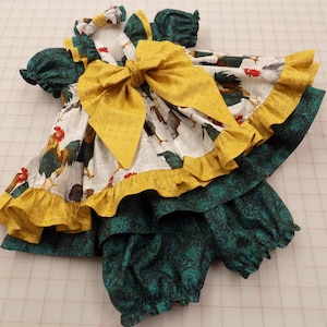 Chicken Dress Bloomers and Pinafore Set Poultry Pageant, Farm Dress, Birthday, Western Wear, Market, Parade, Outfit of Choice, Baby, Toddler