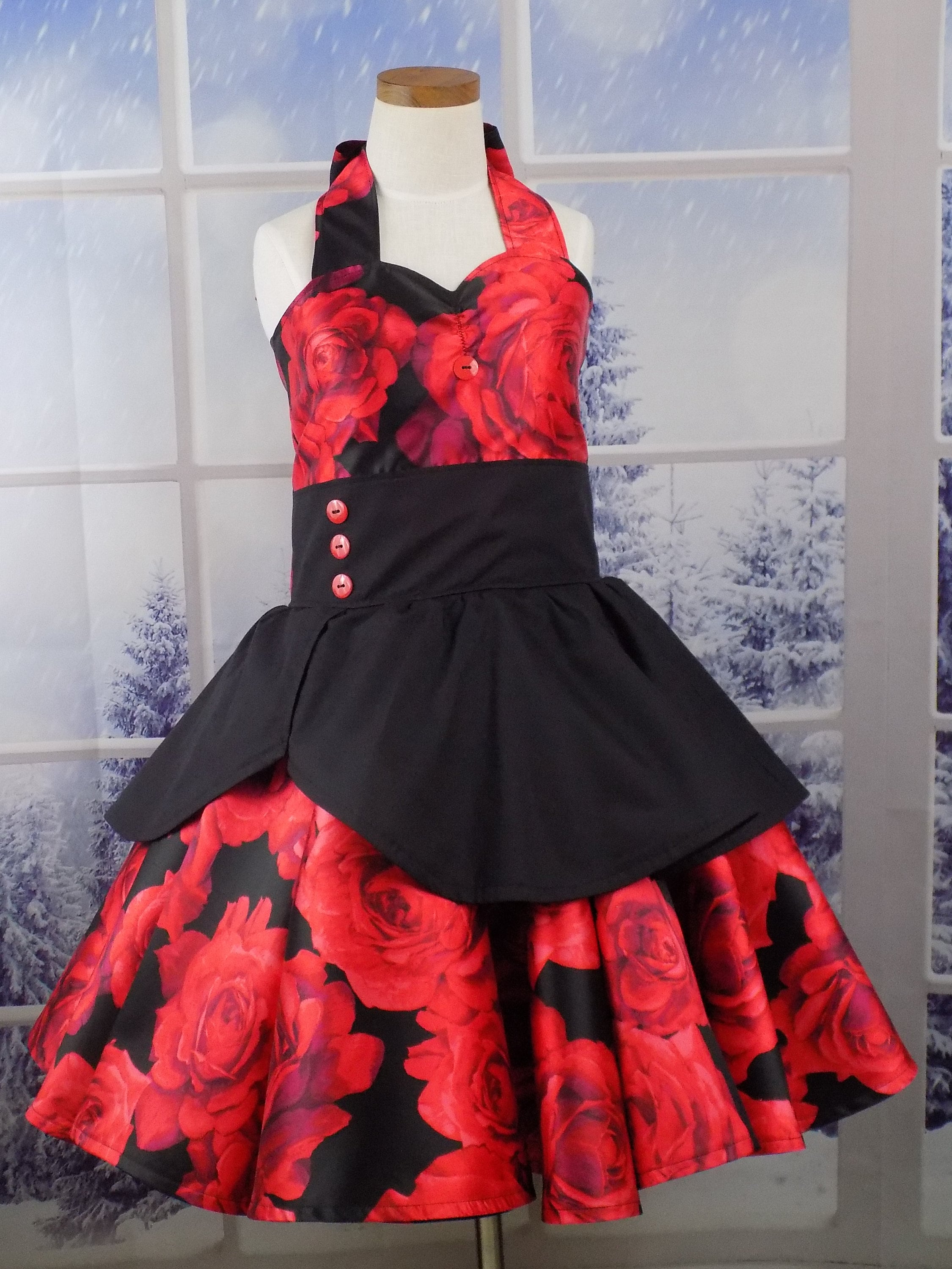 black dress red roses Joaquina Black Rose Appliqu Corset Mini Dress, S / Black