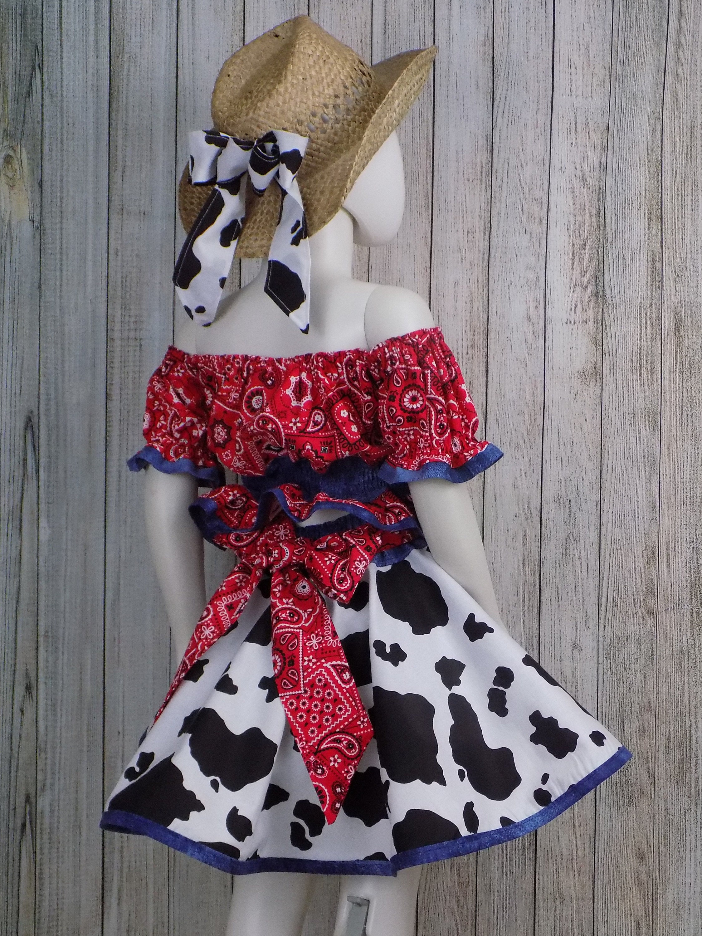 Girl Cow Outfit, Western Wear, Cowgirl, Pageant, Cow Dress, Crop