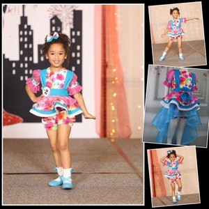 National Level Casual Wear Set, Fun Fashion, Runway Wear, Pro Am and Casual Wear Outfit, Floral, OOC, Top Shorts, Skirt, Bows, Toddler Girls