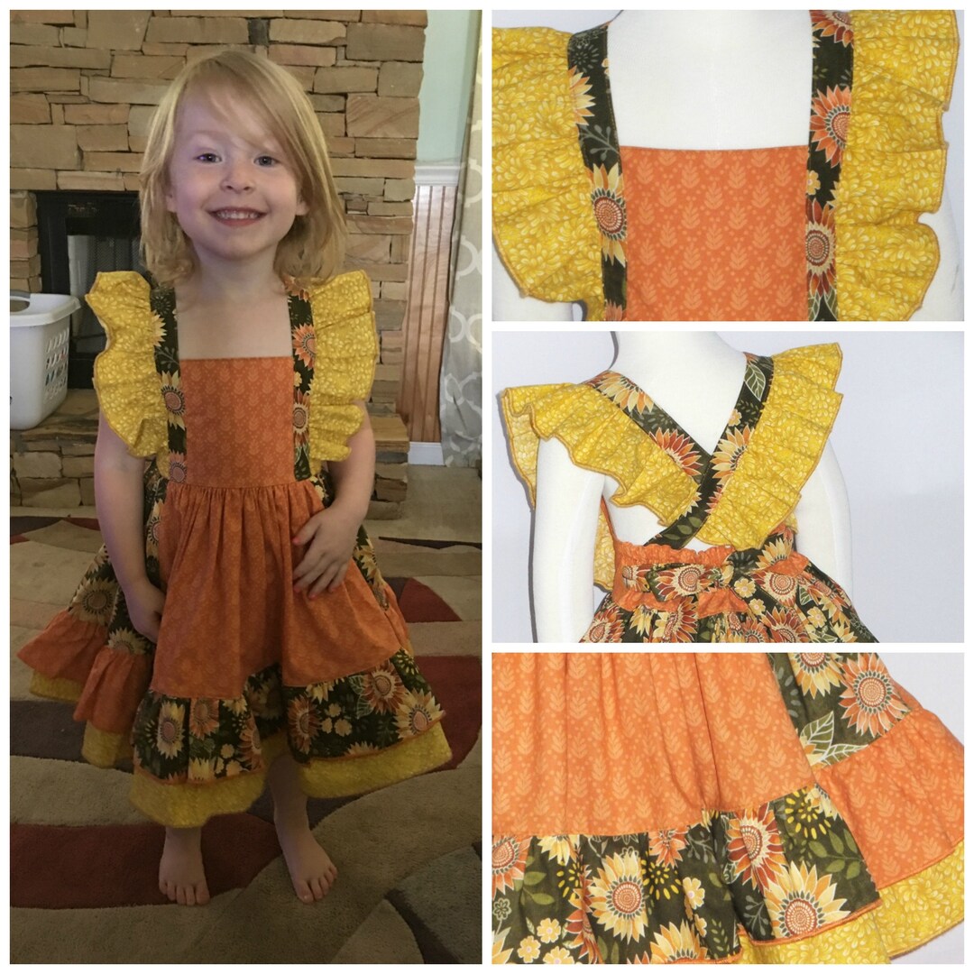 Girls Sunflower Twirl Dress For Fall