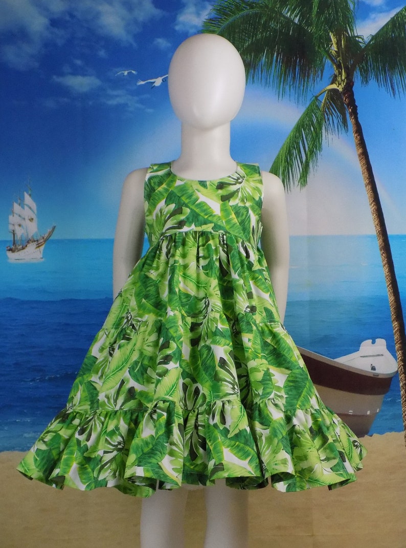 Girls Jungle Dress Jungle Foliage Green Leaf Foliage Etsy