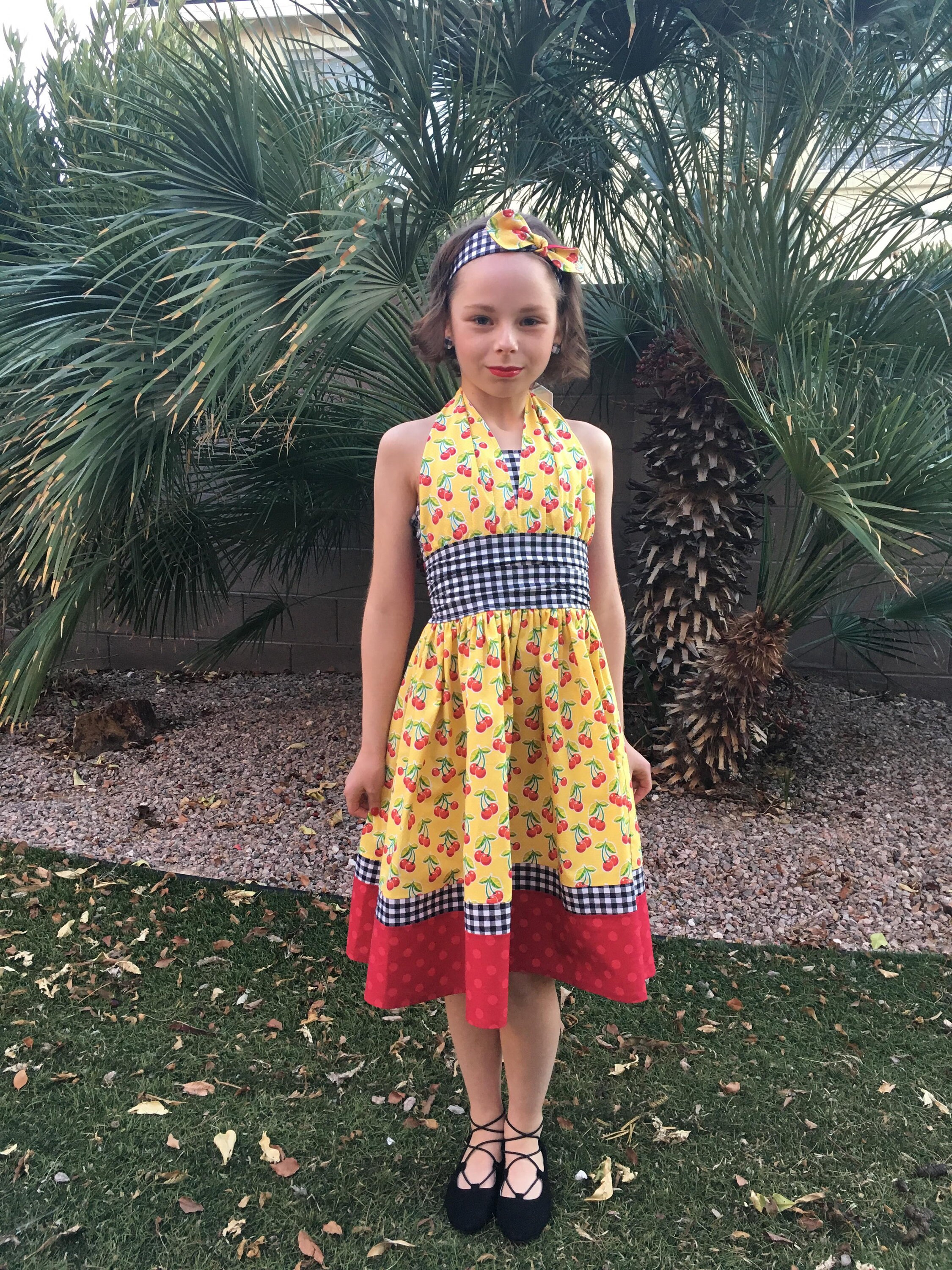 Girl 50s Dress, 50s Outfit, Cherries, Daddy Daughter Dance, Retro