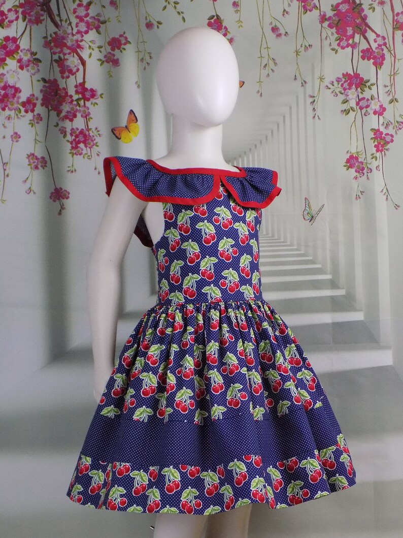 Cherries Dress 50s Dress Girls Halter 50s Outfit Theme Etsy