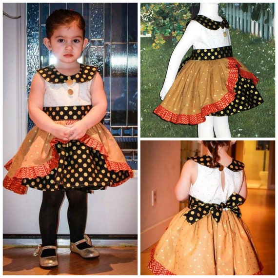 Pageant Wear OOC Girls Black Gold Dress 