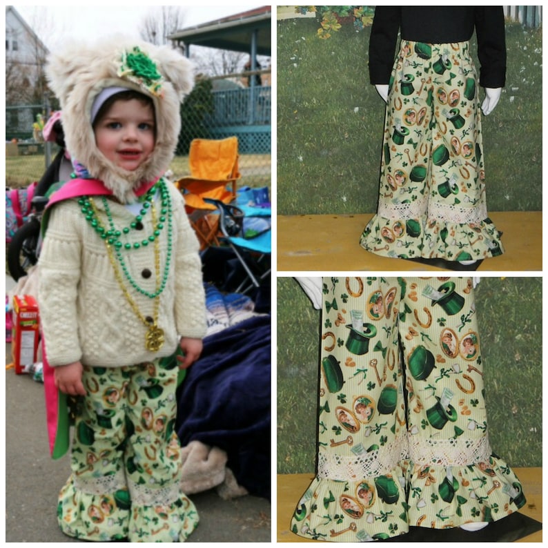 Infant 6 9 12 18 24 month 2T 3T 4T 5T 6 Elastic Waist Ruffle Pants Lace Patty Toddler Boutique Girls St Patrick Day Baby Shamrock