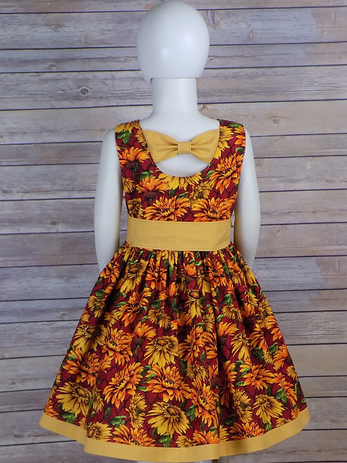 Girls, Sunflower Dress, Fall Dress, Harvest, Autumn, Thanksgiving, Clothing, Boutique, Sleeveless, Sash, Toddler, Teen, Tween, Big Girls