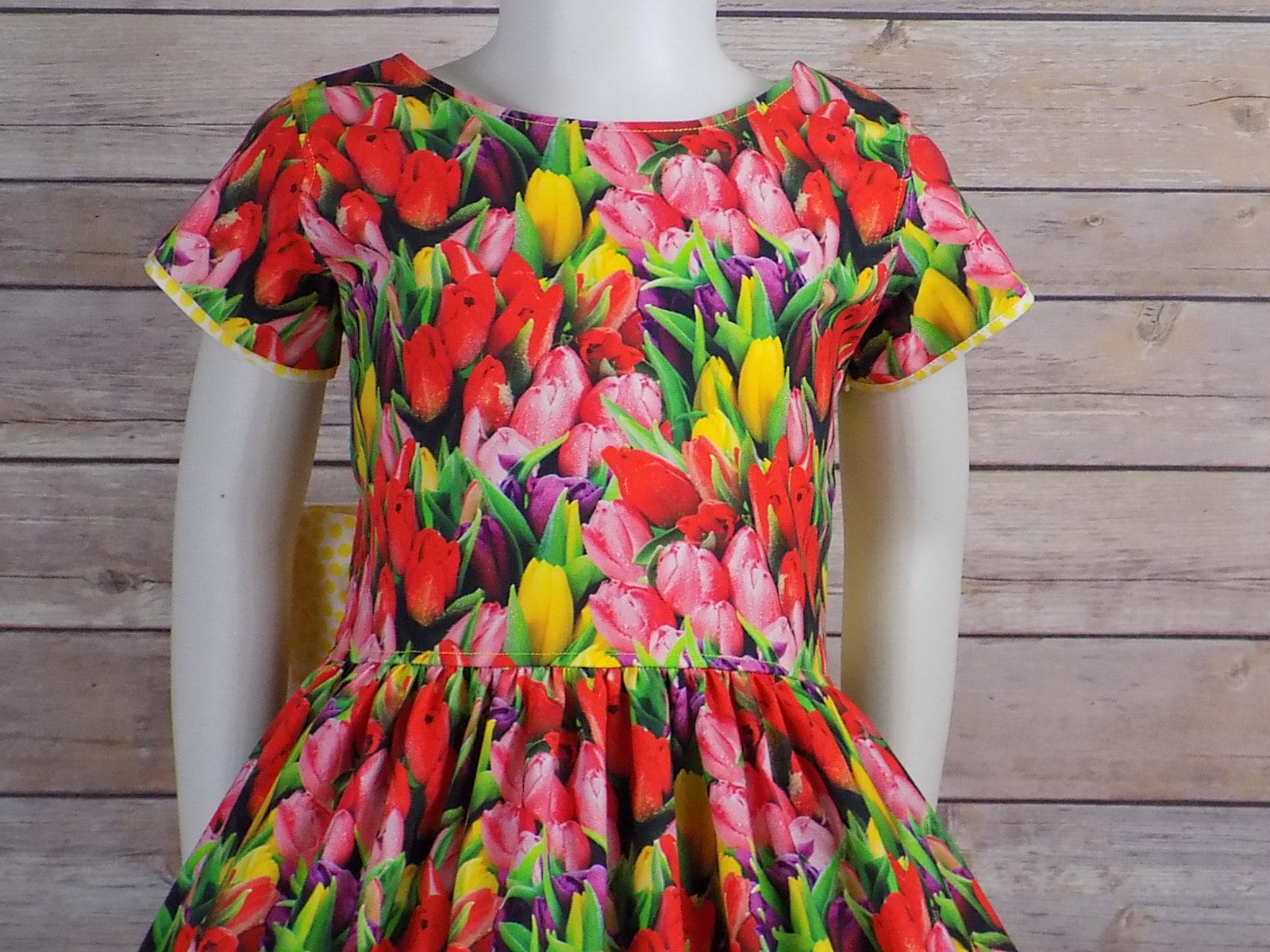 Girls Spring Dress, Girls Easter Dress, Girls Tulip Dress, Holland, Festival, Floral Dress, Flower, Fields, Cap Sleeve, Toddler, Tween, Teen