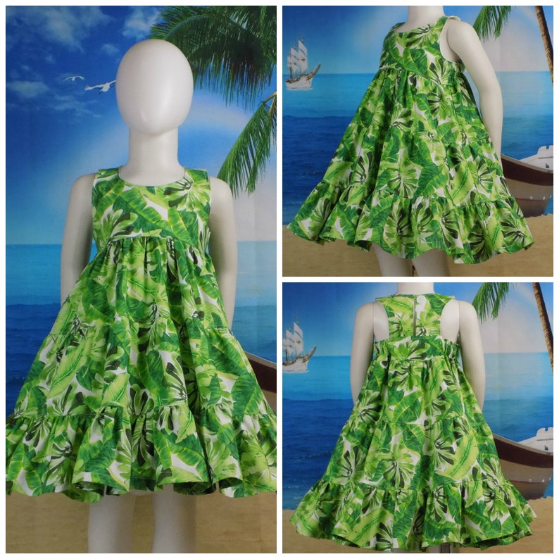Girls Jungle Dress Jungle Foliage Green Leaf Foliage Etsy