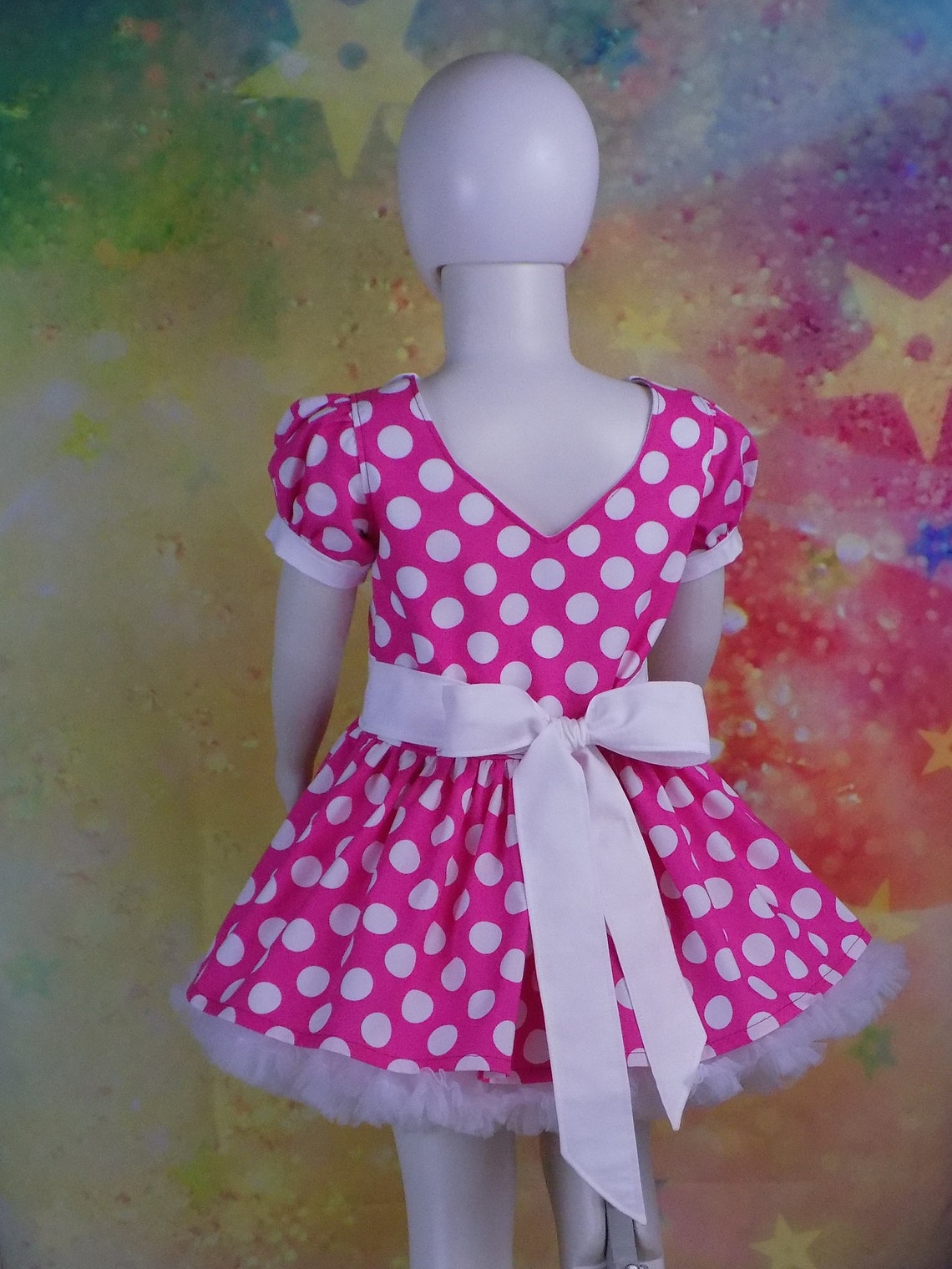 Girls Pink Polka Dot Dress Pink White Polka Dot Halloween Etsy