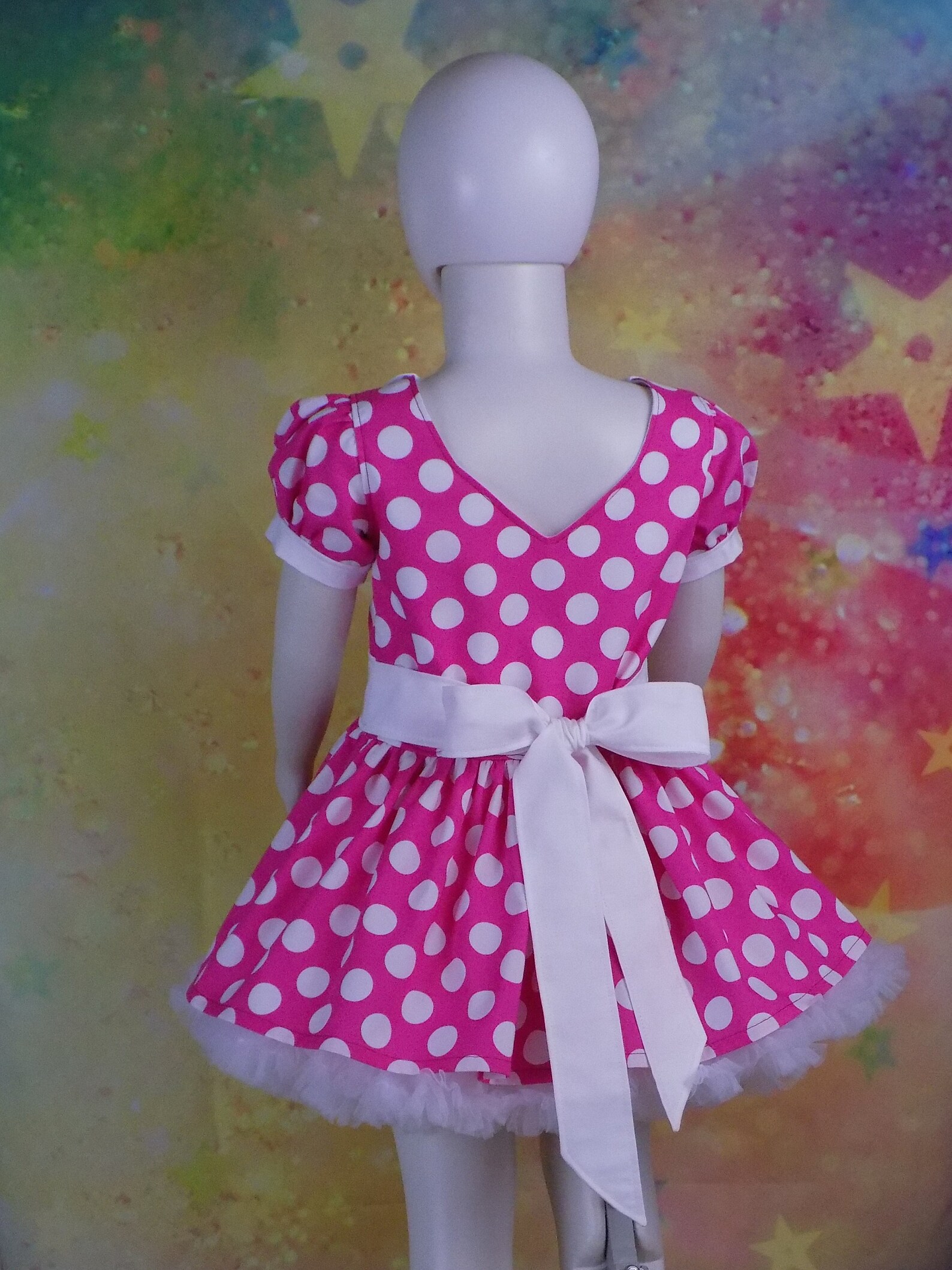 Girls Pink Polka Dot Dress Pink White Polka Dot Halloween Etsy