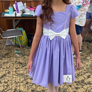 Interview Dress for Pageant, Girls Solid Color Cotton or Poly Cotton Dress, Short Sleeves, Hair Bow, OLM, Cindy Pageants, Mini Miss Dress