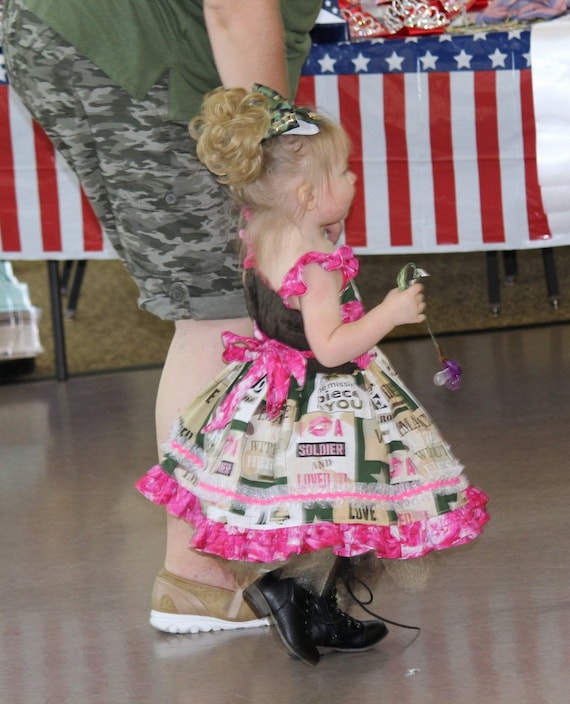 Patriotic Pageant, Kissed Soldier Dress, Hero, Soldier, Patriotic, Dress, Pink, Camo, Military, Memorial, Labor, Independence Day, 4 of July