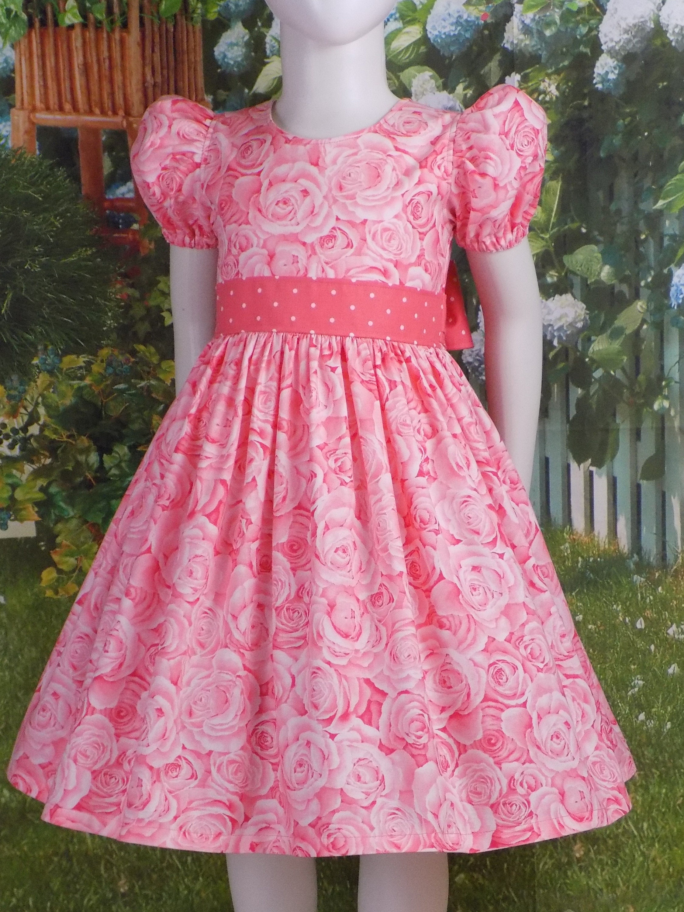 Size 6 Girls Spring Dress Easter Coral Roses Mother's | Etsy