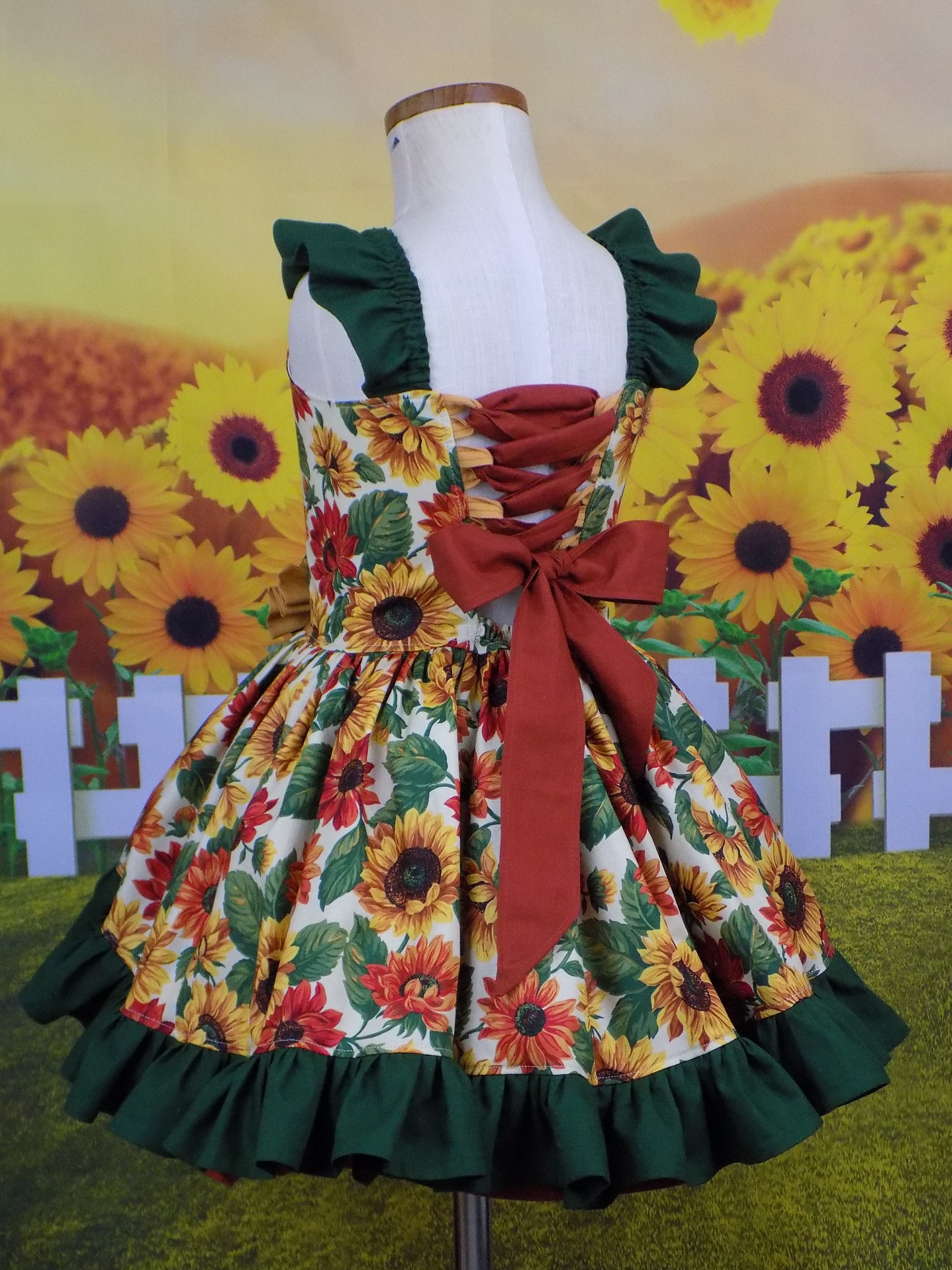 Girls Sunflower Dress Pageant Wear OOC Sunflower Outfit Etsy
