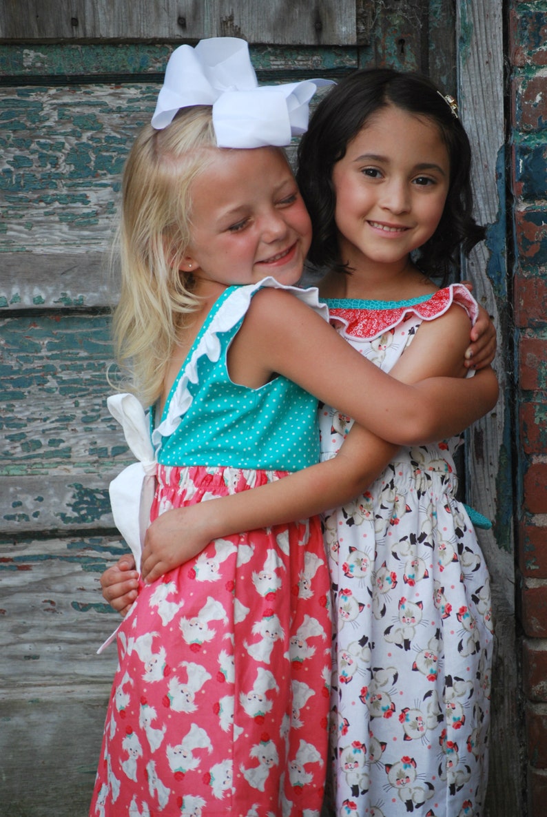 Girls DOG DRESS V Back Dress Open Back Ruffles Cutie Dogs Etsy