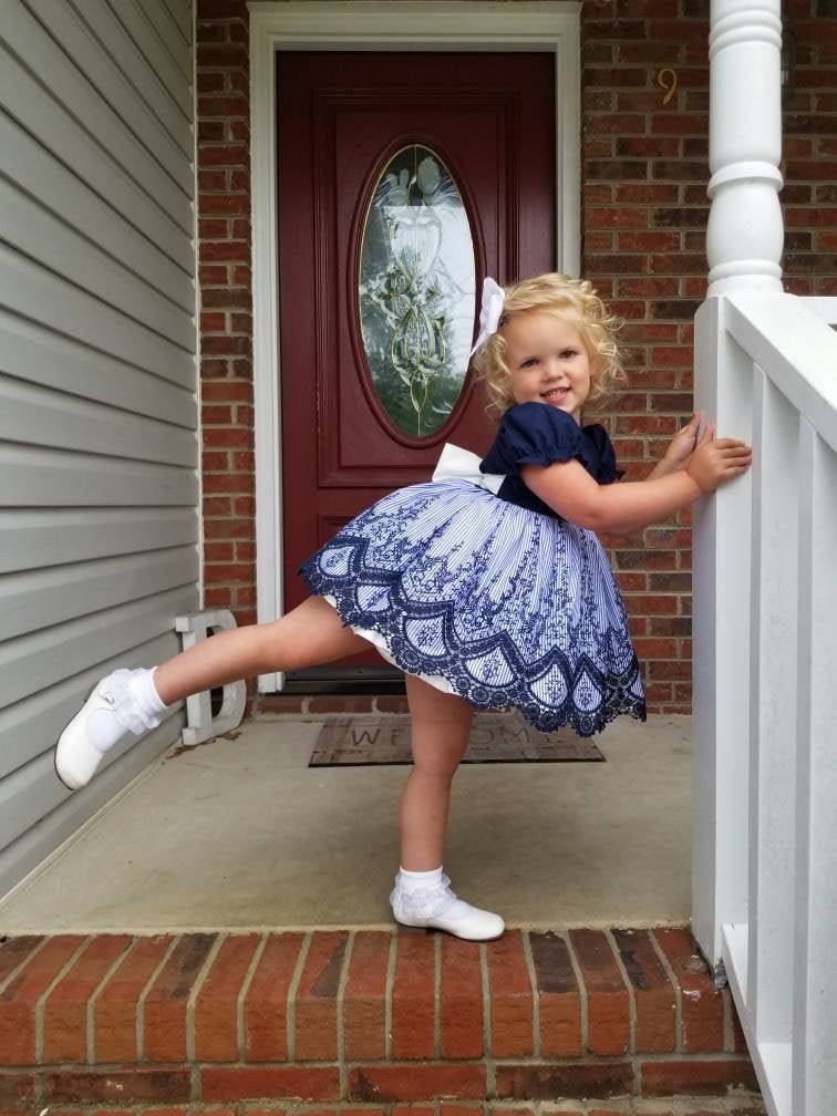 Pageant Beauty Wear Dress Natural Pageant Dress Sunday Best Girls NAVY Dress Girls Blue Dress LACE Dress STRIPED Custom Fancy Party Etsy UK