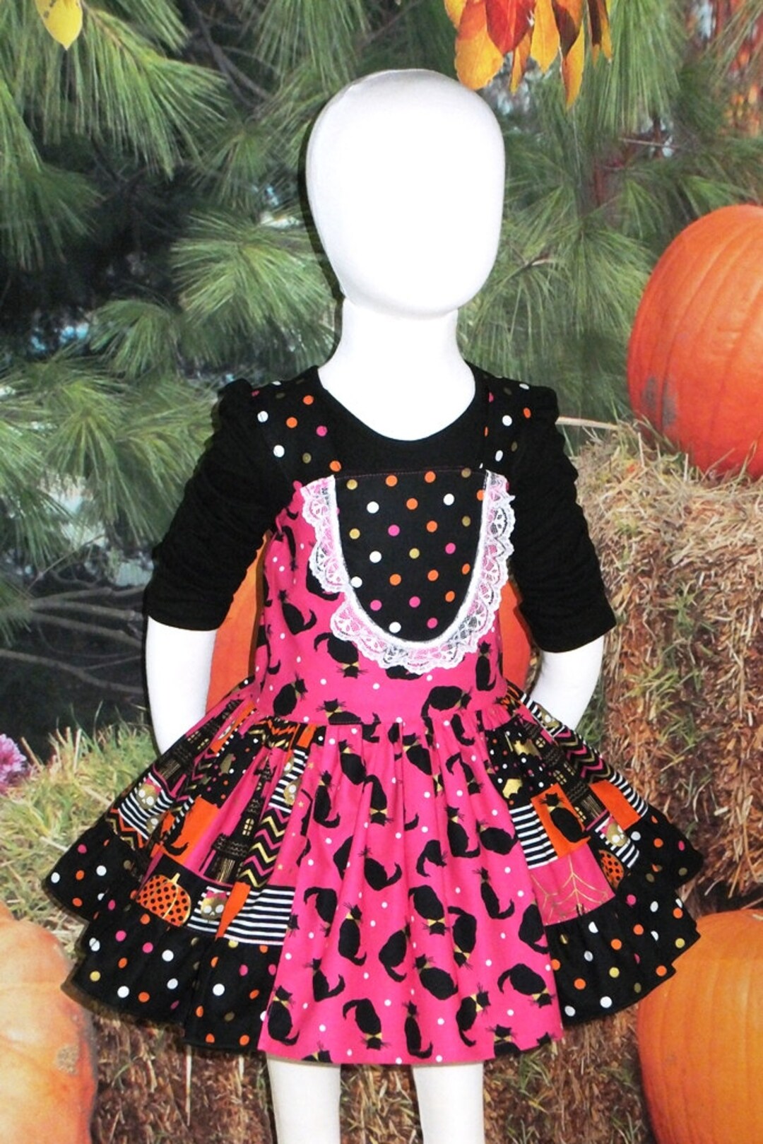 Girl, Halloween Dress, Toddler, Outfit, Cat Dress, Pink, Pumpkin