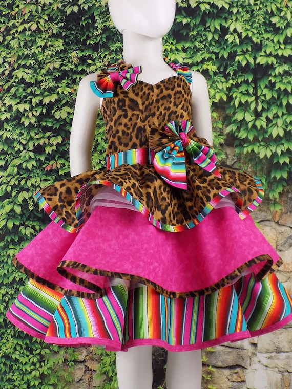 cheetah birthday dress Cheetah Outfit, Jungle Birthday, Serape Dress, Wild Wear Set, Girl Pageant OOC, Fiesta Party, Leopard Hot Pink, Outfit of Choice, Theme Wear