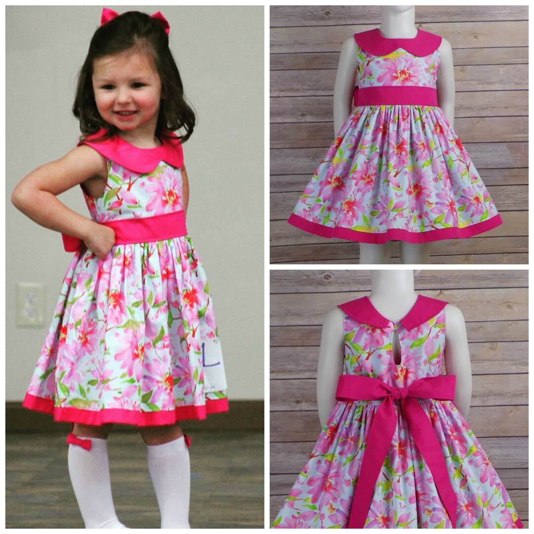 Pink Floral Dress Pageant Pink Wear Interview Girl Easter - Etsy