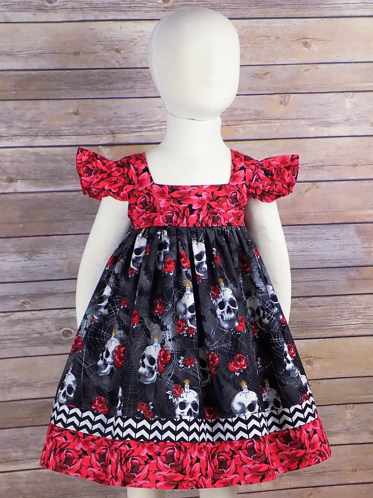 Girls Skull Dress, Girls Halloween Dress, Dress With Red Roses, Day of the  Dead, Skeleton, Goth, Gothic, Rockabilly, Teens, Tween, Toddler - Etsy