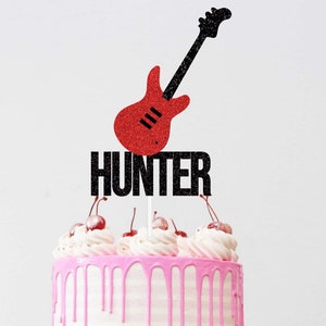 Rocker Birthday Cake Topper | Personalized Guitar Cake Topper | Rock n Roll Cake Topper | Custom Cake Topper | 80s Birthday Party