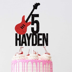 Rocker Birthday Cake Topper | Personalized Guitar Cake Topper | Rock n Roll Cake Topper | Custom Cake Topper | 80s Birthday Party