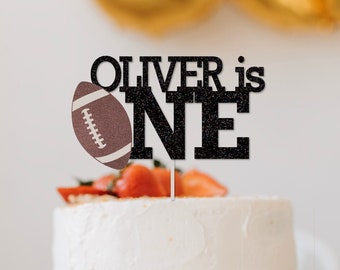 Football 1st Birthday Cake Topper | Glitter Brown, Sports Theme