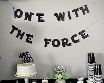 ONE With The Force Birthday Banner | Star Birthday Banner | 1st birthday banner | One Lightsabers | The Child is One