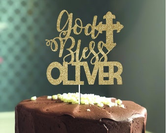 God Bless Cake Topper | Baptism Cake Topper | First Communion Cake Topper | Personalized Cake Topper