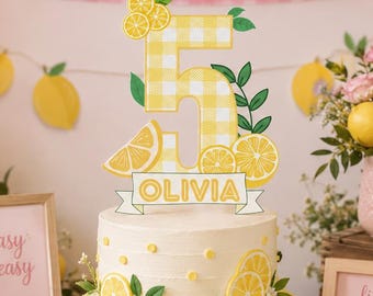 Lemon Birthday Age Cake Topper, Personalized Lemon Birthday Cake Topper