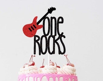 One Rocks Cake Topper | Rock n Roll Cake Topper | Guitar Cake Topper | 80s Birthday Cake topper | Rock and Roll 1st birthday