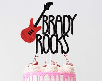 Rocker Birthday Cake Topper | Personalized Guitar Cake Topper | Rock n Roll Cake Topper | Custom Cake Topper | 80s Birthday Party