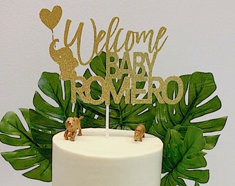 Welcome Baby Cake Topper | Baby Shower Cake Topper | Baby Cake Topper | Elephant Baby Shower Cake topper