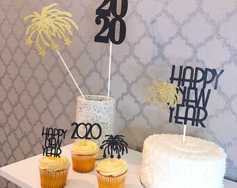 New Year Eve Cupcake Topper Set Happy New Year Cupcake Etsy