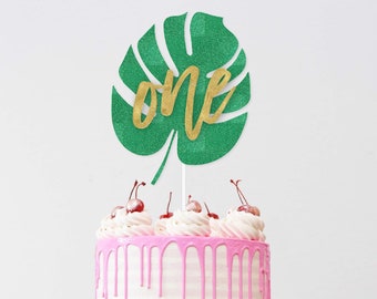 Tropical Party Cake Toppers Green Leaf Cupcake Jungle Birthday Party Decoration