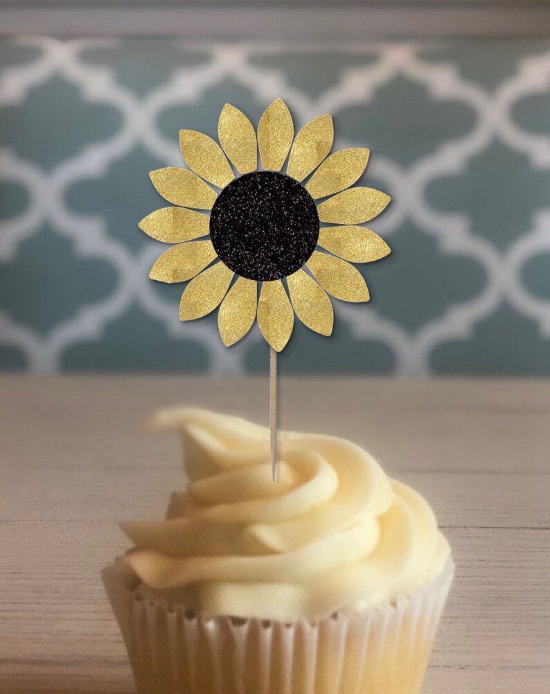 Sunflower Cupcake Toppers Sunflower Cupcake Toppers Etsy