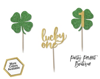 Lucky One Cupcake Toppers | One St Patricks Day Party | Clover Cupcakes | Lucky & One Cupcakes
