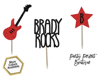 Rock n Roll Cupcake Toppers | Rocker Birthday | Rock n Roll  Birthday | Rocker Cupcake Toppers- PERSONALIZED