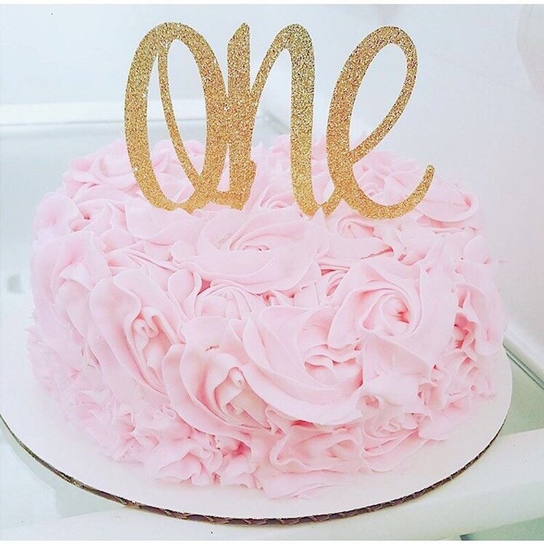 Glitter Gold One Cake Topper | First Birthday Smash Cake - Etsy