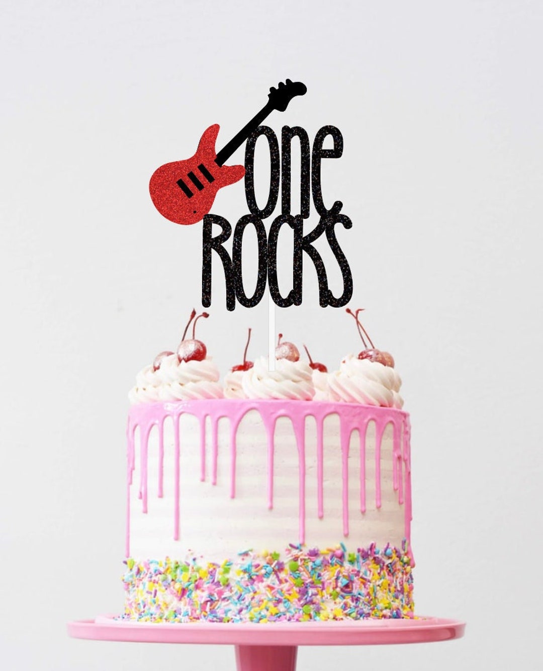 One Rocks Guitar Cake Topper | 1st Birthday, Rock N Roll Party - Etsy